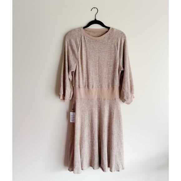 Joyfolie Mia Joy Tan Brown Banded Waist Lined Sweater Dress - XL - Picture 1 of 8
